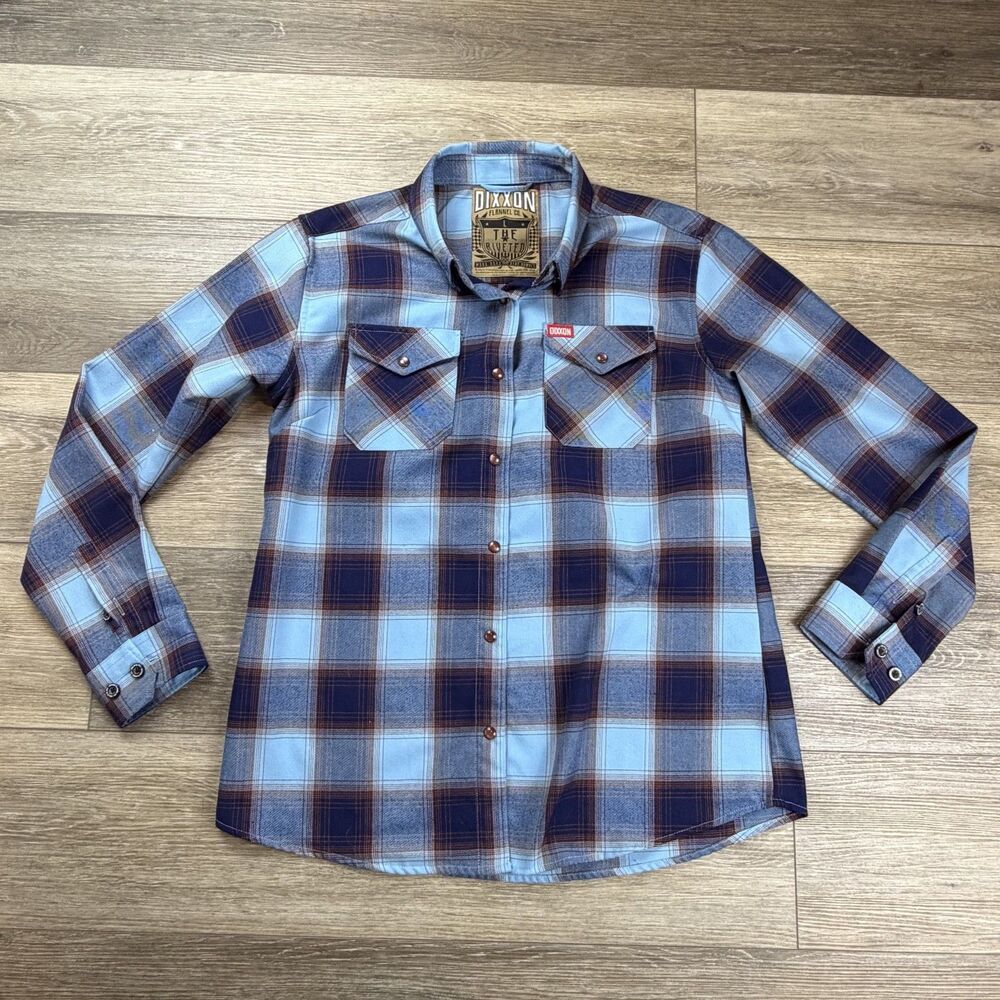 Dixxon Flannel The Riveted Shirt Mens Large Blue Plaid Button Up Long Sleeve